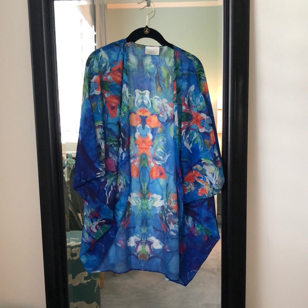 Tropical flowered shrug shawl swim